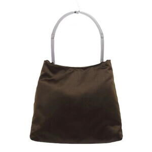 PRADA Clear Handle Plate Hobo Shoulder Bag Brown